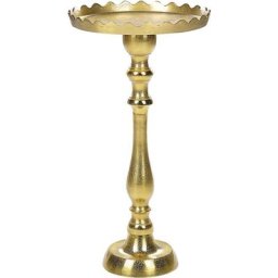 Table d'Appoint Dorée en Métal Finition Brillante Forme Bougeoir Plateau Rond Timaru - Doré