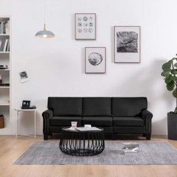 Kalisse - Canapé Relax Salon - Moderne Canapé à 3 places Noir Tissu,198,5x70x75 cm