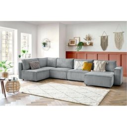 Canapé modulable Bobochic Canapé d'angle fixe modulable xl nihad tissu velours côtelé Angle droit