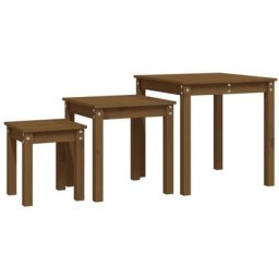 Tables gigognes 3 pcs Marron miel Bois de pin massif Vidaxl marron miel