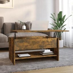 Table basse Contemporain - Bout de canapé Table Café - Chêne fumé 80x50x40 cm Bois d'ingénierie