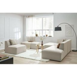 Canapé modulable Bobochic Canapé d'angle fixe modulable megeve tissu lisse avec 1 chauffeuse et 1