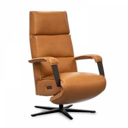 Fauteuil de relaxation électrique en cuir camel - Marron