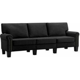 Vidaxl - Canapé à 3 places Noir Tissu Black