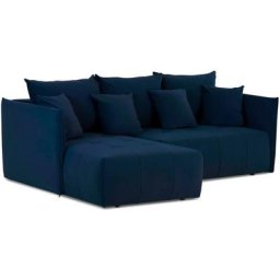 Canapé d'angle convertible et réversible avec coffre de rangement en velours bleu nelcia - bleu