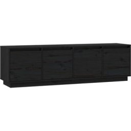 Meuble tv Noir 156x37x45 cm Bois de pin massif Vidaxl Black