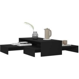 Set tables basses gigognes Noir 100x100x26,5 cm Aggloméré - Topdeal