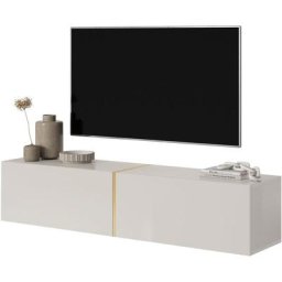 Selsey - bisira - Meuble tv 140 cm gris-beige avec insert doré