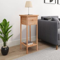 Table d'appoint Bout de canapé Table basse avec tiroir 25x25x60 cm Bois massif de noyer 61566 - Brun