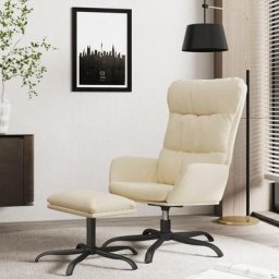 Chaise de relaxation avec tabouret Fauteuil relax - Crème Tissu Bonnevie 84753