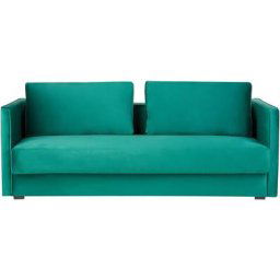 Canapé Lit en Velours Vert avec Rangement 3 Places Coussins Déhoussables Eksjo - Vert