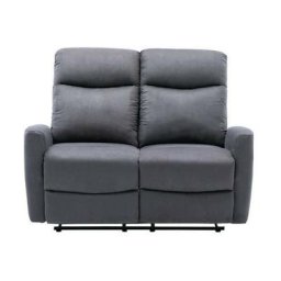 Canapé relax électrique - 2 places - JESS - Tissu gris - L 135 x P 97 x H 98 cm