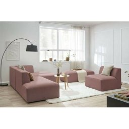 Canapé modulable Bobochic Canapé d'angle fixe modulable megeve tissu lisse avec 1 chauffeuse et 1