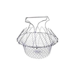 Blue Dream - 2PCS Panier à Salade Pliable en inox, Vapeur de Rinçage Crépine Panier de Chef pour