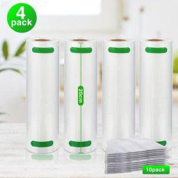 Sacs sous Vide Alimentaire 4 Rouleaux, 20 x 600 cm pour Appareil de Mise sous Vide, Réfrigérateur,