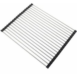 4320CM RollUp-Egouttoir Vaisselle Pliable Inox Plastique Noir,Accessoire Vaisselle,Egoutoire