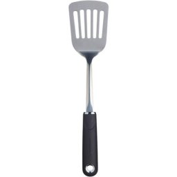 Mcsgnwssst - Spatule à découper le poisson (manche degrip, acier inoxydable), couleur noire