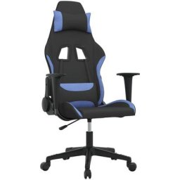 Chaise de jeu de massage Noir et bleu Tissu Vidaxl Bleu