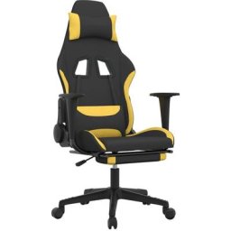 Chaise de jeu de massage avec repose-pied Noir et jaune Tissu Vidaxl Jaune clair