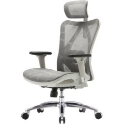SIHOO chaise de bureau ergonomique charge max. 150kg revêtement gris, piétement blanc