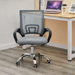 Chaise de bureau ergonomique avec accoudoirs réglables en maille avec support lombaire et roulettes