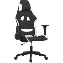 Chaise de jeu de massage Noir et blanc Tissu Vidaxl Blanc