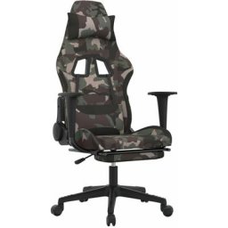 Vidaxl - Chaise de jeu de massage repose-pied Noir et camouflage Tissu Camouflage