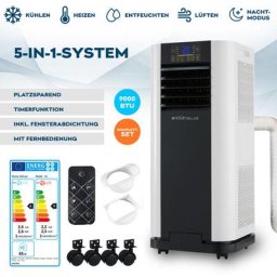 Climatisation 'mokli xl' - 9000 btu / h (2 600 watts), Système 5en1 : refroidir, chauffer,