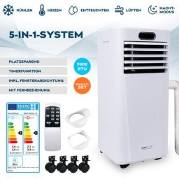Home Deluxe - climatisation 'mokli xl deluxe' - 9000 btu / h (2 600 watts), Système 5en1 :