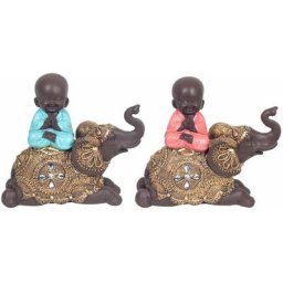 Figure de figurines de Bouddha Bouddha sur Elephant 2U Multicolor Bouddhs 6x14x14cm 22574
