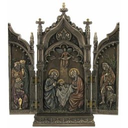 Figurines en bronze Triptych Gold Bronze 5x11x11cm 22284 - Dorado - Signes Grimalt