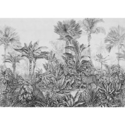 Komar - Papier peint panoramique intissée de Léopards - Taille: 350 x 250 cm - noir, blanc