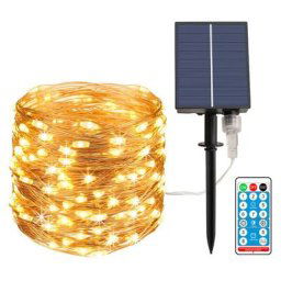 Guirlande Lumineuse Solaire Extérieure 22M 200 LEDs a Télécommande avec 8 Modes d'Éclairage, Chaîne