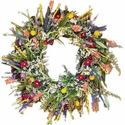 Guirlande de porte printemps été pour porte d'entrée, couronne de printemps de fleurs sauvages