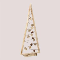 Sklum - Sapin de Noël en bois avec lumières led de style Niorb naturel - naturel
