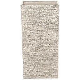 Haut Cache-Pot Beige Carré 30 x 30 x 60 cm Pot de Fleurs Robuste en Pierre et Polyrésine au Design