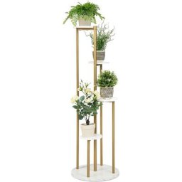 Support pour plantes à 5 niveaux, étagère d'angle pour plusieurs plantes avec texture marbre,