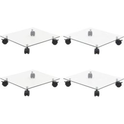 Étagère à plantes roulants 4 pcs Meuble Support Plante - 35x35 cm Carré Verre trempé BV506796
