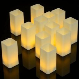 Led Bougies Carrées, Lot de 12 bougies à piles Sans Flamme vacillantes Éclairage d'ambiance led