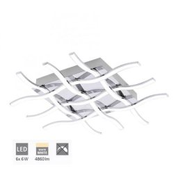 Eglo - Mur plafonnier lumière Lasana 1 en chrome et 36W blanc l: 50 h: 6,5 cm