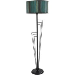 Lampadaire design Waxcop H165cm Métal Noir et Tissu Effet planche Bleu vert - Bleu vert