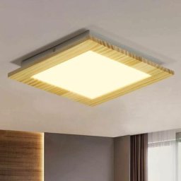 Led plafonnier salon 3000K blanc chaud en bois de 17W 30cm plafonnier carrée de design pour salon,