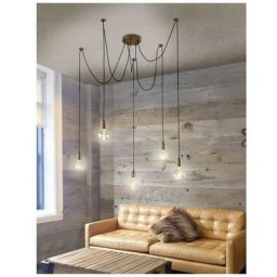 Trio Lighting - Suspensions Cord Cuivré Ancien 5x60W E27 - Cuivre