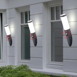 Lot de 3 appliques murales d'extérieur torche de terrasse lampe inox SENSOR spots de cour
