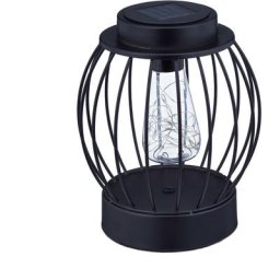 Lampion solaire extérieur, lampe de table, lumière blanche chaude, acier, éclaire 6 h, luminaire à