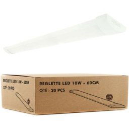 20 Reglettes led extra plate line 16W IP40 1800Lm 60cm Température de Couleur: Blanc neutre 4000K