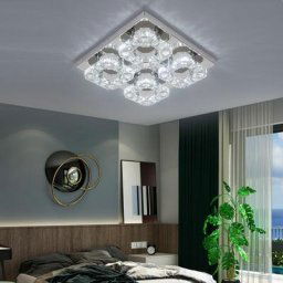 Lustres en cristal modernes carrés 35x35cm 4 têtes plafonnier led pour salon salle à manger