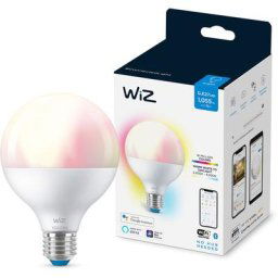 Ampoule couleur led connectée Wi-Fi E27, Globe, couleur, équivalent 75W, 1055 lumen, fonctionne