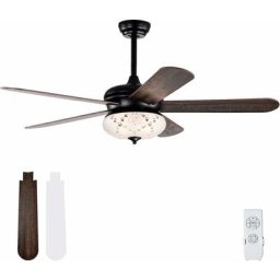 Ventilateur de Plafond Dia. 132CM avec Télécommande 5 Pales Réversibles 3 Vitesses et Minuterie
