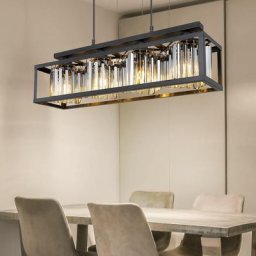 Suspension en cristal lampe suspendue salon lampe suspendue moderne table à manger noir 4 flammes,